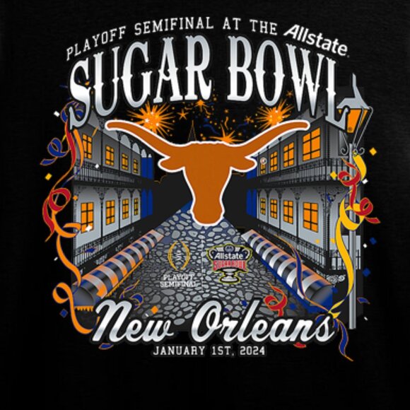 Texas Longhorns 2024 CFP Semi Sugar Bowl NOLA Game Day Football Fan T-Shirt 159 - Picture 2 of 5